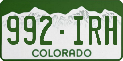 CO license plate 992IRH