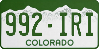 CO license plate 992IRI