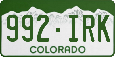 CO license plate 992IRK
