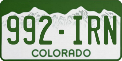 CO license plate 992IRN