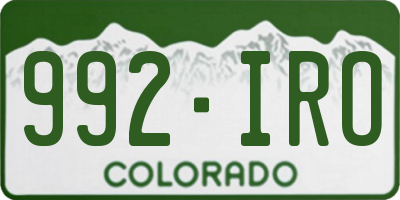 CO license plate 992IRO
