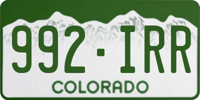 CO license plate 992IRR
