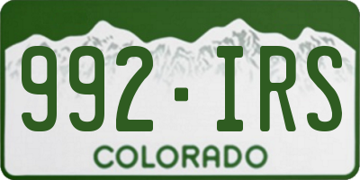 CO license plate 992IRS