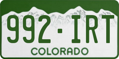 CO license plate 992IRT