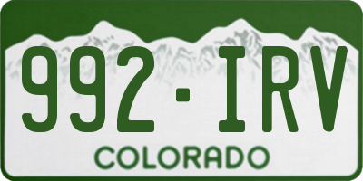 CO license plate 992IRV