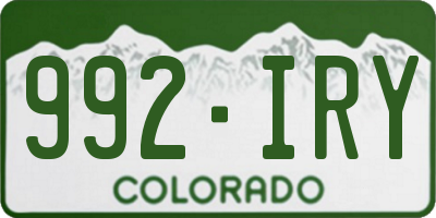 CO license plate 992IRY