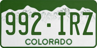 CO license plate 992IRZ