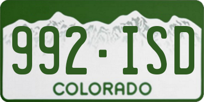 CO license plate 992ISD