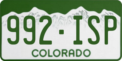 CO license plate 992ISP