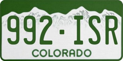 CO license plate 992ISR