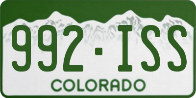 CO license plate 992ISS