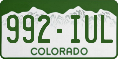 CO license plate 992IUL