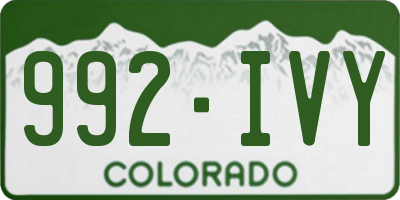 CO license plate 992IVY