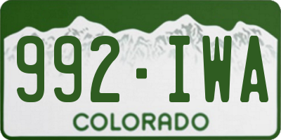 CO license plate 992IWA