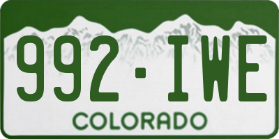 CO license plate 992IWE