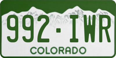 CO license plate 992IWR