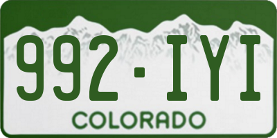CO license plate 992IYI