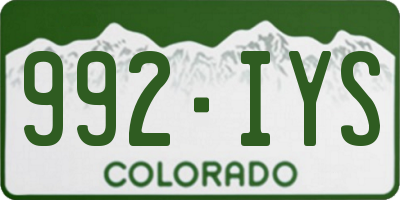 CO license plate 992IYS