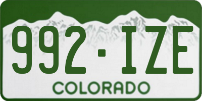 CO license plate 992IZE