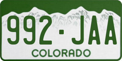CO license plate 992JAA