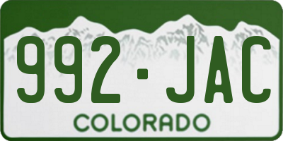 CO license plate 992JAC