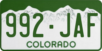 CO license plate 992JAF