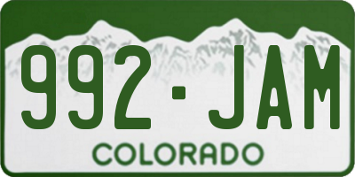 CO license plate 992JAM
