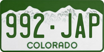 CO license plate 992JAP