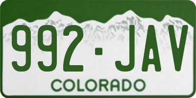 CO license plate 992JAV