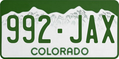 CO license plate 992JAX