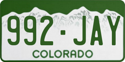 CO license plate 992JAY
