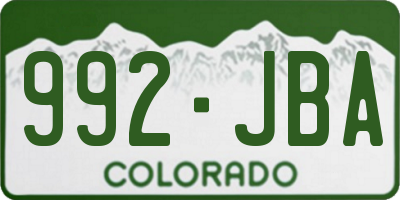 CO license plate 992JBA