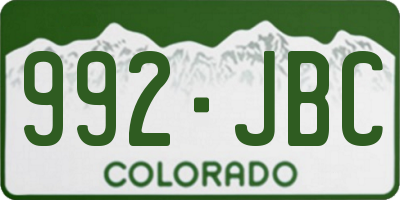 CO license plate 992JBC