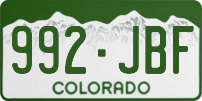 CO license plate 992JBF