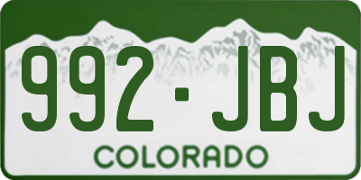 CO license plate 992JBJ