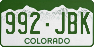 CO license plate 992JBK