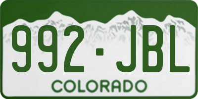 CO license plate 992JBL