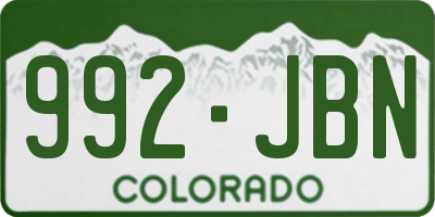 CO license plate 992JBN