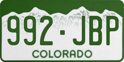 CO license plate 992JBP