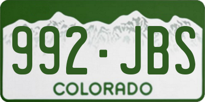 CO license plate 992JBS
