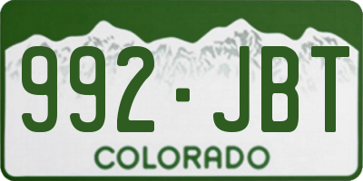 CO license plate 992JBT