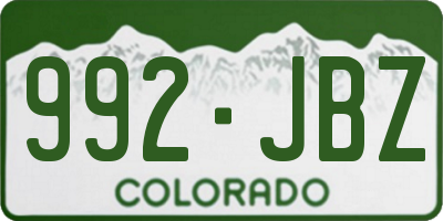 CO license plate 992JBZ