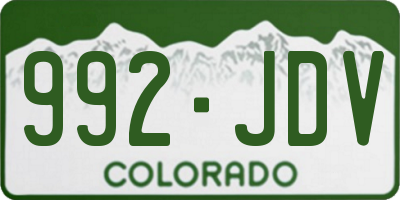 CO license plate 992JDV