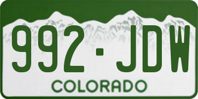 CO license plate 992JDW