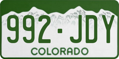CO license plate 992JDY
