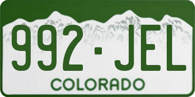 CO license plate 992JEL