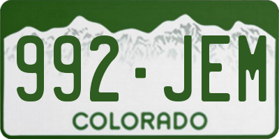CO license plate 992JEM
