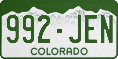 CO license plate 992JEN