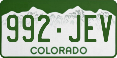 CO license plate 992JEV