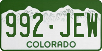 CO license plate 992JEW